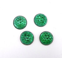 West German Reflector Dome Glass Round Cabochon 15mm Emerald - Bead Nerd