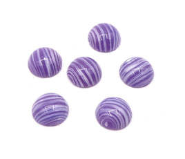 Vintage Czech Dome Glass Flatback Cabochon 47ss (10mm) Purple with White Stripes - Bead Nerd