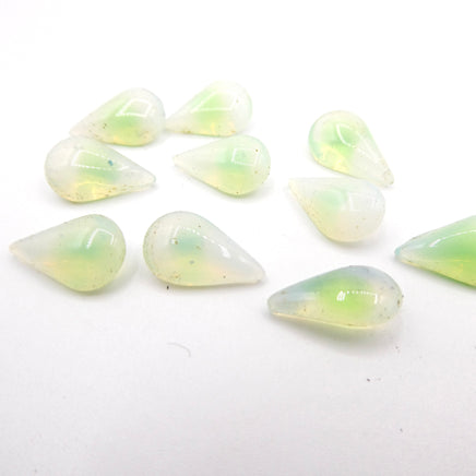 West German Sabrina Glass Teardrop Cabochon 13x8mm Green - Bead Nerd