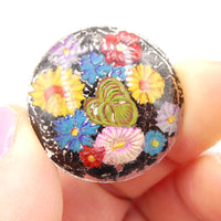 Vintage Czech Glass Flower Bouquet Cabochon Pendant 27mm - Bead Nerd