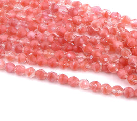 Czech Fire Polished Beads 8mm Pink Coral Givre - Bead Nerd