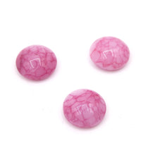 Vintage Czech Dome Glass Flatback Cabochon 16mm Pink Marble - Bead Nerd