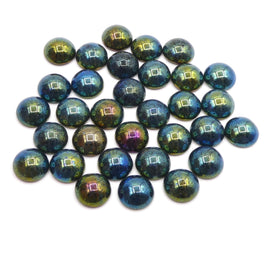 Vintage Czech Glass Dome Flatback Cabochon 11mm Iris Green - Bead Nerd