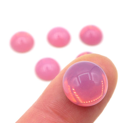 Vintage Czech Dome Glass Flatback Cabochon 12mm Pink Opal - Bead Nerd