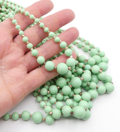 West German Graduating Glass Beads 4mm to 12mm Mint Green - Bead Nerd