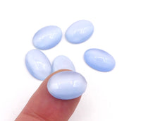 West German Dome Glass Oval Flatback Cabochon 18x13mm Light Blue Moonstone - Bead Nerd