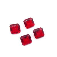 West German Glass Faceted Square Cabochon 14mm Siam Ruby - Bead Nerd