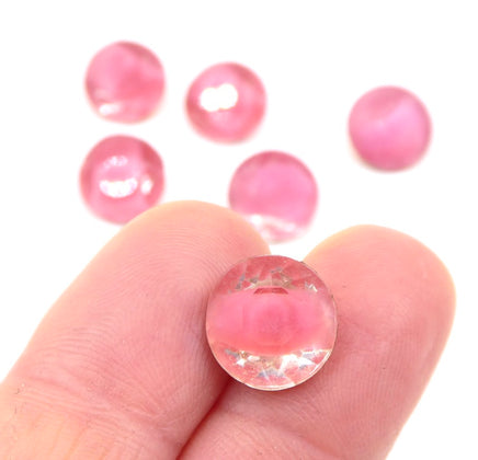 West German Faceted Givre Glass Chaton 47ss (10mm) Opaque Pink and Crystal - Bead Nerd