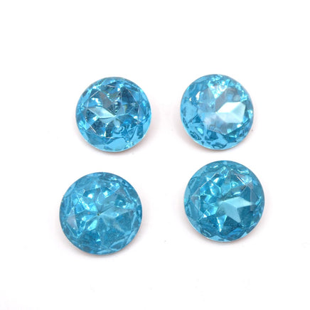 Vintage Czech Faceted Round Cabochon 18mm Aquamarine - Bead Nerd