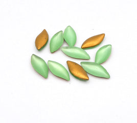 West German Curvy Leaf Cabochon 20x9mm Matte Peridot - Bead Nerd