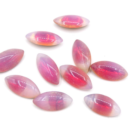 West German Sabrina Glass Navettes 15x7mm Pink - Bead Nerd