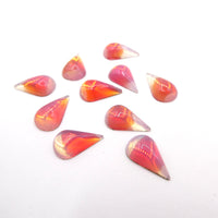 West German Sabrina Glass Teardrop Cabochon 13x8mm Red - Bead Nerd