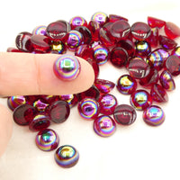 West German Bombe Glass Round Cabochon 48ss Ruby AB - Bead Nerd
