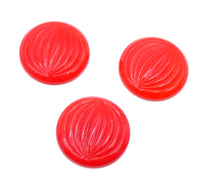Vintage Czech Ribbed Round Glass Cabochon 22mm Opaque Red - Bead Nerd