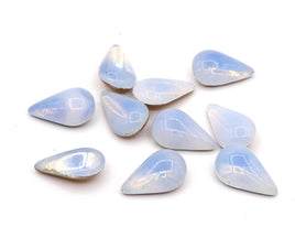 West German Sabrina Glass Teardrop Cabochon 13x8mm Light Sapphire - Bead Nerd