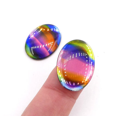 West German Glass Oval Flatback Cabochon 25x18mm Stained Glass - Bead Nerd