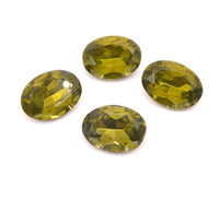 Vintage Czech Faceted Glass Oval Cabochon 18x13mm Olive - Bead Nerd