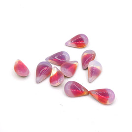 West German Sabrina Glass Teardrop Cabochon 13x8mm Pink - Bead Nerd