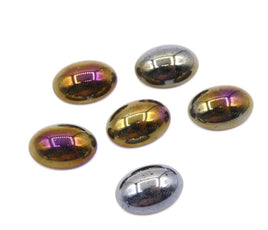 Vintage Czech Dome Glass Oval Cabochon 14x10mm Iris - Bead Nerd