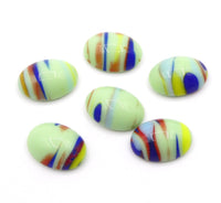 West German Dome Glass Oval Cabochons 14x10mm Green with Mixed Colours - Bead Nerd