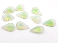 West German Sabrina Glass Teardrop Cabochon 13x8mm Green - Bead Nerd