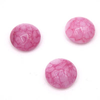 Vintage Czech Dome Glass Flatback Cabochon 16mm Pink Marble - Bead Nerd