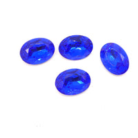 Vintage Czech Faceted Glass Oval Cabochon 18x13mm Sapphire - Bead Nerd