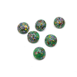 West German Dome Glass Round Chaton 48ss (11mm) Green Millifiore - Bead Nerd