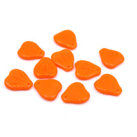 Vintage Czech Glass Leaf Beads 15mm Opaque Orange - Bead Nerd