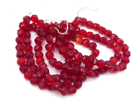 Vintage Czech English Cut Glass Beads 6mm Ruby - Bead Nerd