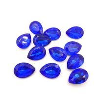 Vintage Czech Faceted Glass Teardrop Cabochon 25x18mm Sapphire - Bead Nerd