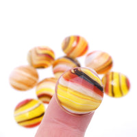 Vintage Czech Faceted Round Flatback Cabochon 18mm Yellow Brown Red Stripes - Bead Nerd