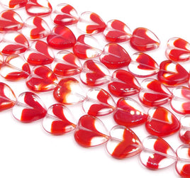 Czech Glass Heart Window Beads 15x15mm Ruby Crystal - Bead Nerd