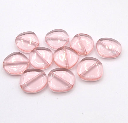 Czech Glass Flat Coin Beads 14x15mm Rosaline - Bead Nerd