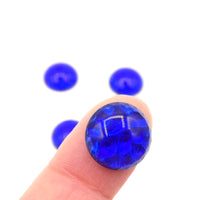 West German Pinfire Glass Round Cabochon 15mm Sapphire - Bead Nerd