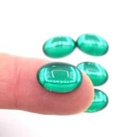 Vintage Czech Dome Glass Oval Cabochon 14x10mm Emerald - Bead Nerd