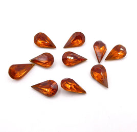 Vintage Czech Faceted Glass Teardrop Cabochon 13x8mm Madeira Topaz - Bead Nerd