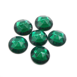 Vintage Czech Faceted Glass Flatback Cabochon 15mm Emerald - Bead Nerd