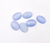 West German Dome Glass Oval Flatback Cabochon 18x13mm Light Blue Moonstone - Bead Nerd