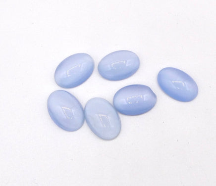 West German Dome Glass Oval Flatback Cabochon 18x13mm Light Blue Moonstone - Bead Nerd