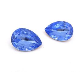 Vintage Czech Faceted Glass Teardrop Cabochon 25x18mm Light Sapphire - Bead Nerd