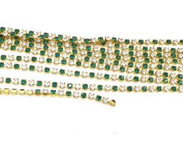 Swarovski Rhinestone Cup chain 2.4mm Emerald and Crystal - Bead Nerd