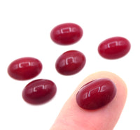 Vintage Czech Dome Glass Oval Cabochon 14x10mm Dark Opaque Red - Bead Nerd