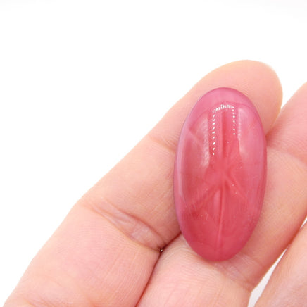 West German Star Glass Oval Cabochon 32x16mm Pink Mauve Moonstone - Bead Nerd