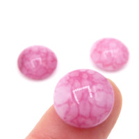 Vintage Czech Dome Glass Flatback Cabochon 16mm Pink Marble - Bead Nerd