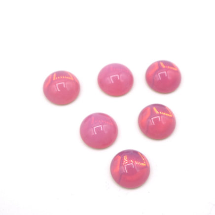 Vintage Czech Dome Glass Flatback Cabochon 12mm Pink Opal - Bead Nerd