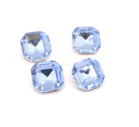 West German Glass Faceted Square Cabochon 14mm Light Sapphire - Bead Nerd