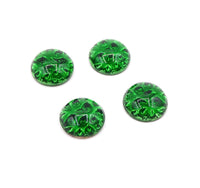 West German Pinfire Glass Round Cabochon 15mm Green - Bead Nerd