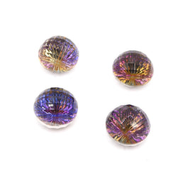 Vintage Czech Fireballs 15mm Dome Glass Cabochon Heliotrope - Bead Nerd