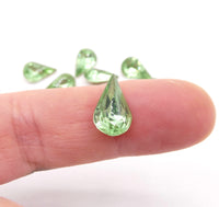 Vintage Czech Faceted Glass Teardrop Cabochon 13x8mm Peridot - Bead Nerd